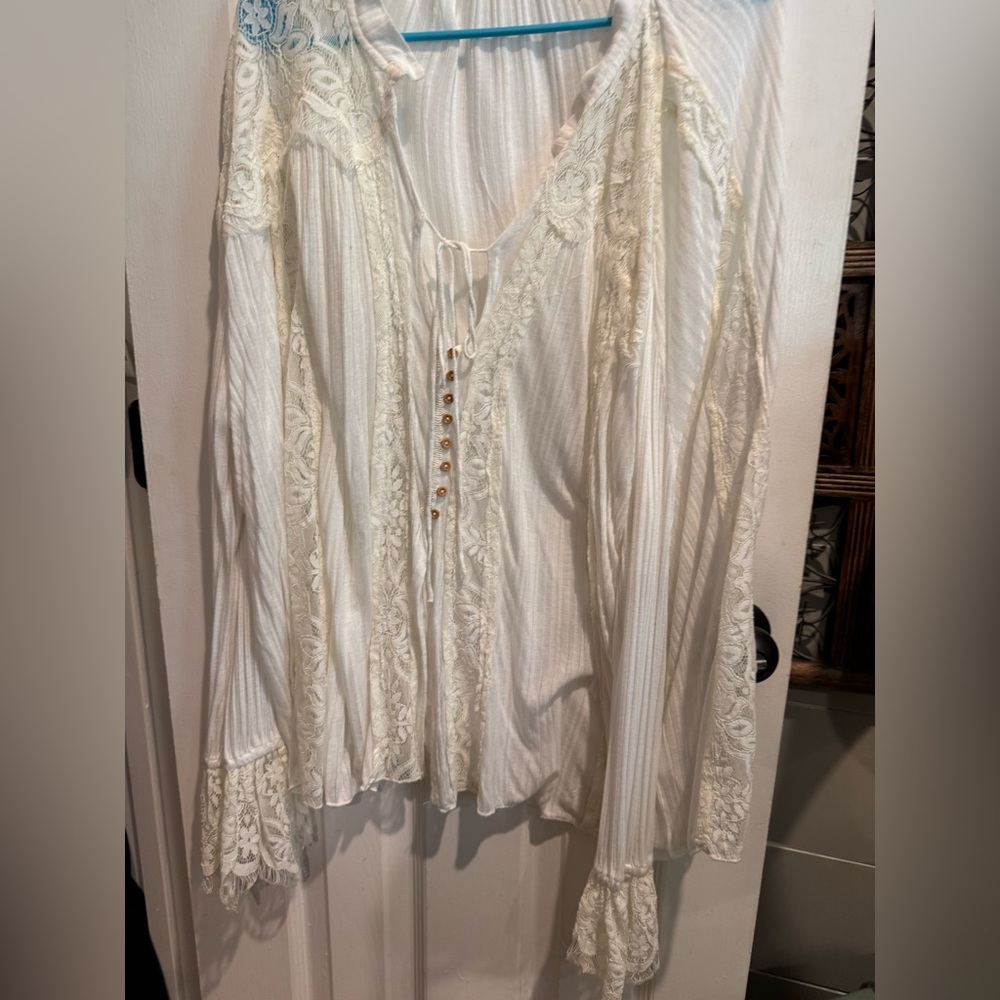 Free People cotton and lace romantic top